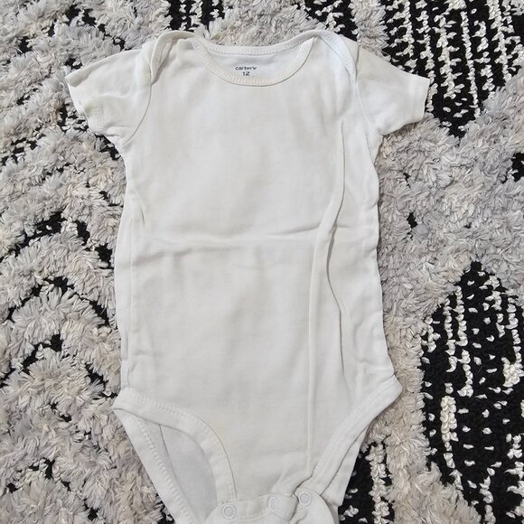 Carter's Baby Boy 4 Piece Short Sleeve White Bodysuits 12M - Picture 2 of 7